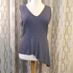 Asymmetrical Stripped Sleeveless Top plus Size